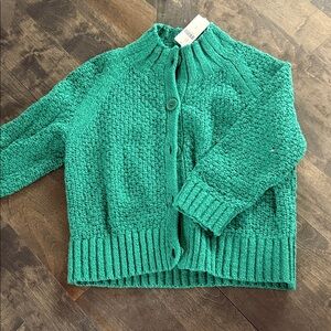 Maeve Green Button-Up Cardigan